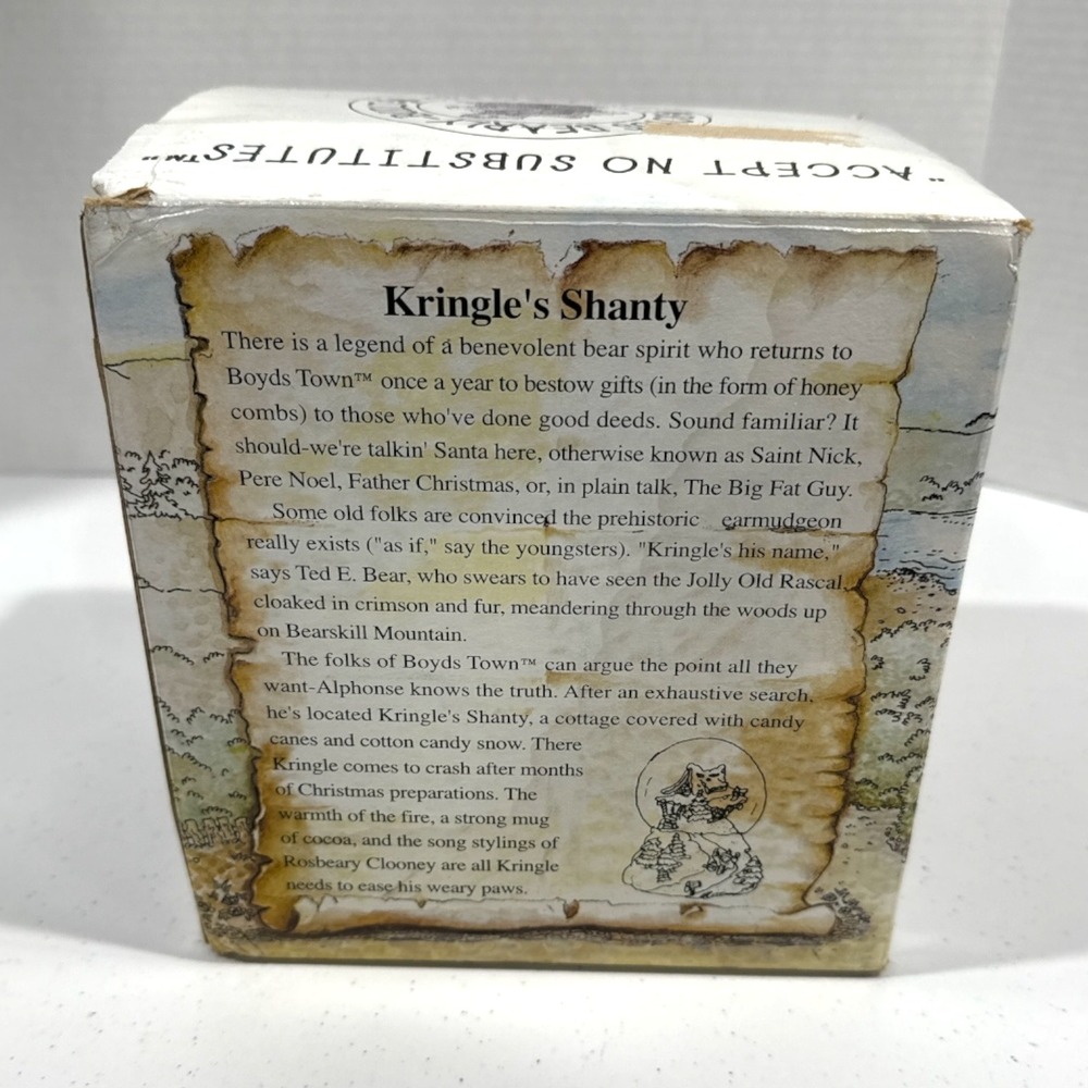 Boyds Bearly-Built Villages Kringles Shanty‎ Winter 2000's Snow Globe Music Box - Picture 6 of 11